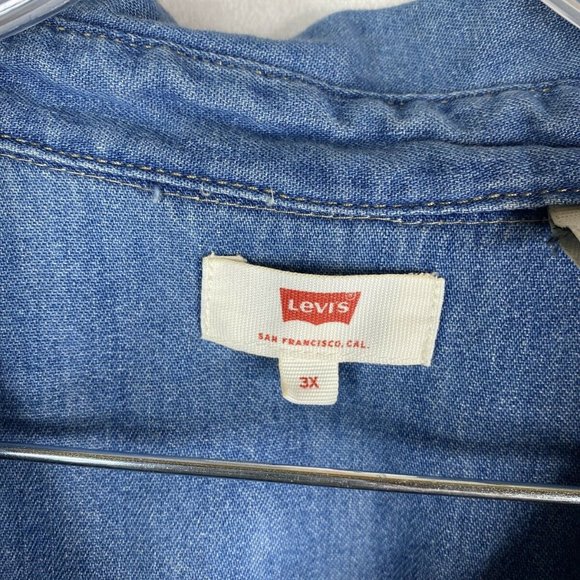 NWT Levis Denim Raw Hem Button Down Jean Shirt Top - Picture 9 of 9